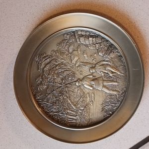 Currier&Ives Trout Stream Pewter Plate